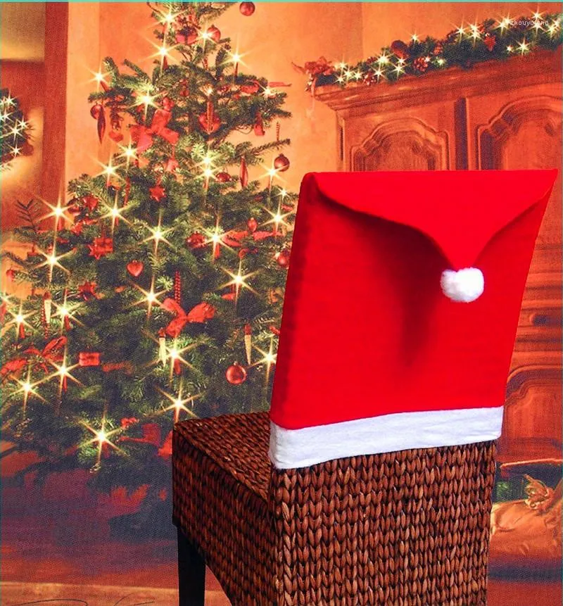 Fodere per sedie Copertura natalizia Red Santa Hat Back Table Decorazione per feste 2022 Home Year Navidad Para El Hogar