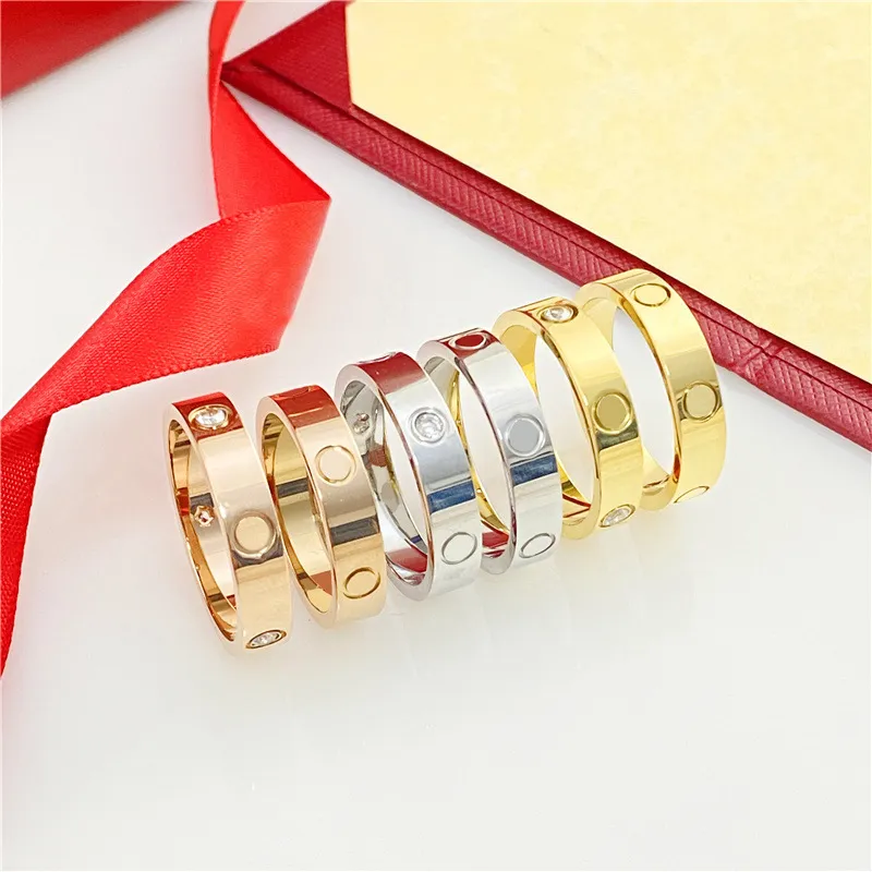 Diamond ring love screw ring mens rings classic luxury designer jewelry women Never fade Not allergic 5-6mm 5-11 Titanium steel Alloy Gold-Plated Gold Silver Rose band