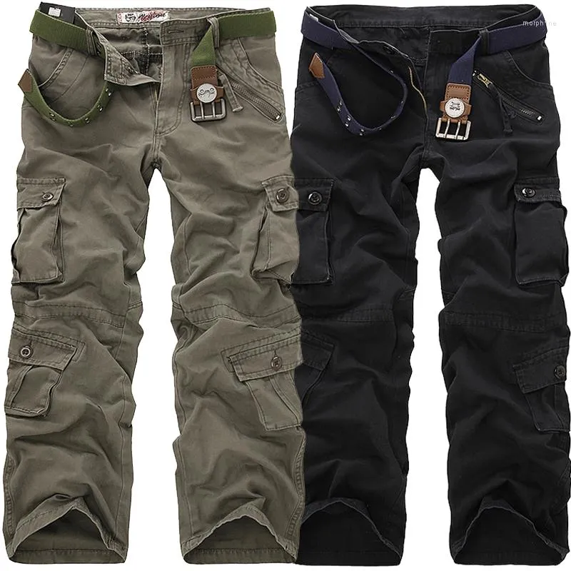 Men's Pants 2022 High Quality Men's Cargo Casual Loose Multi Pocket Military Long Trousers For Men Camo Joggers Plus Size 28-40