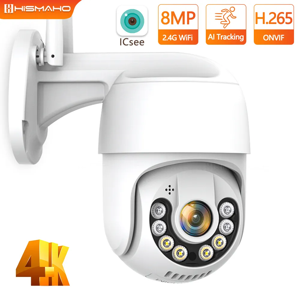 Dome Camera's 8mp 4K Wireless IP Camera Outdoor WiFi 5MP Mini 360 Video Surveillance Cam Ptz 3MP ICSEE 4x Zoom AI Auto Track H.265 Alexa 221025