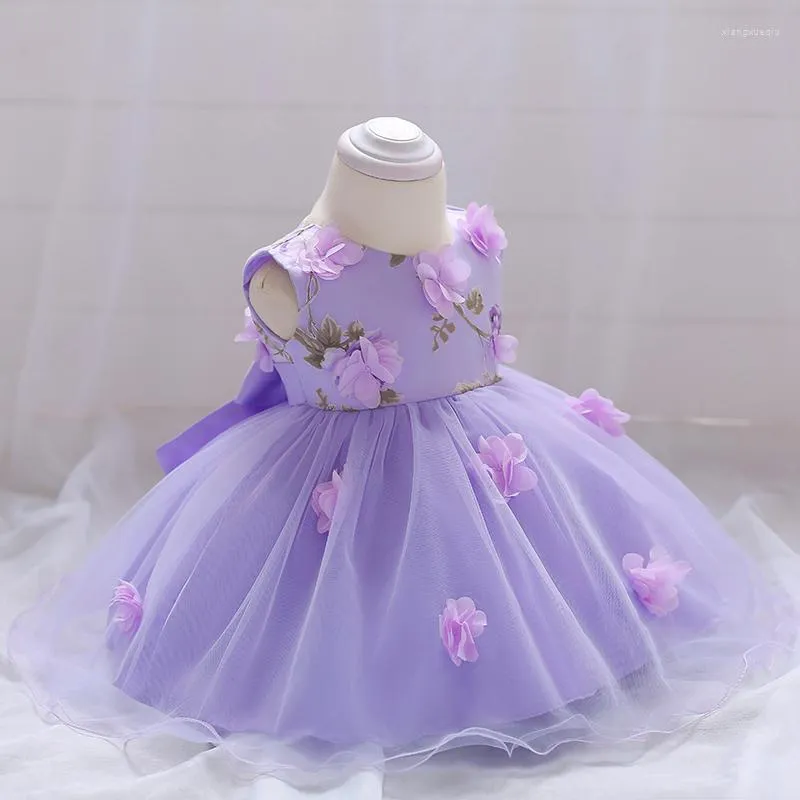 Flickakl￤nningar Baby Dress Wedding Gown Flower Party Hands￶md blommig f￶delsedag Prinsessa 6-24 m￥nad L1839XZ