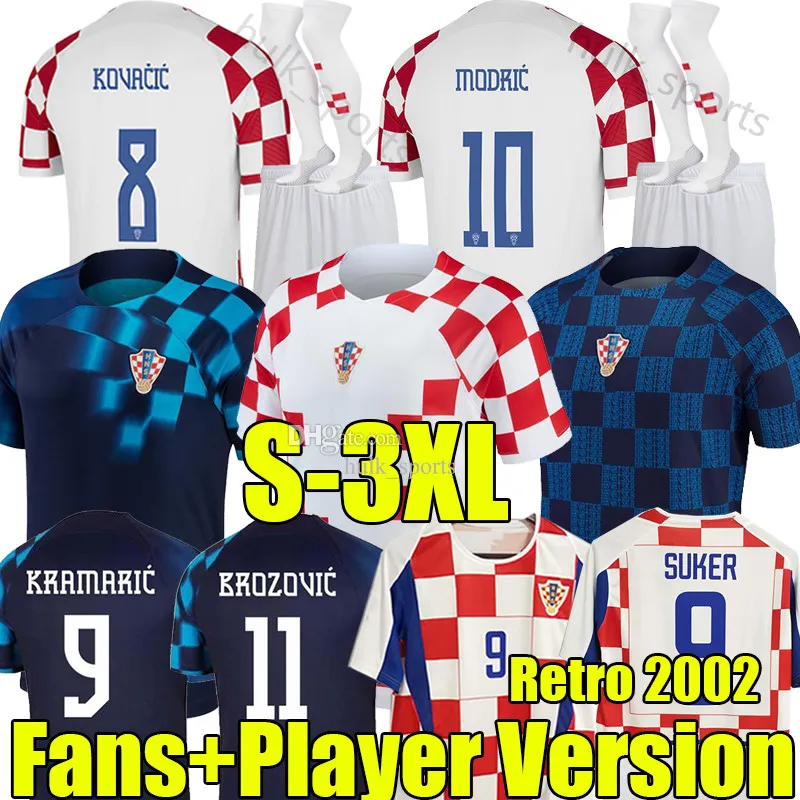 Xxxl 2022 Croacia Modric Soccer Jerseys 22/23 Chorwaas Mandzukic Perisic Kalinic Kovacic Suker Retro 1998 02 Koszulka piłkarska Męs
