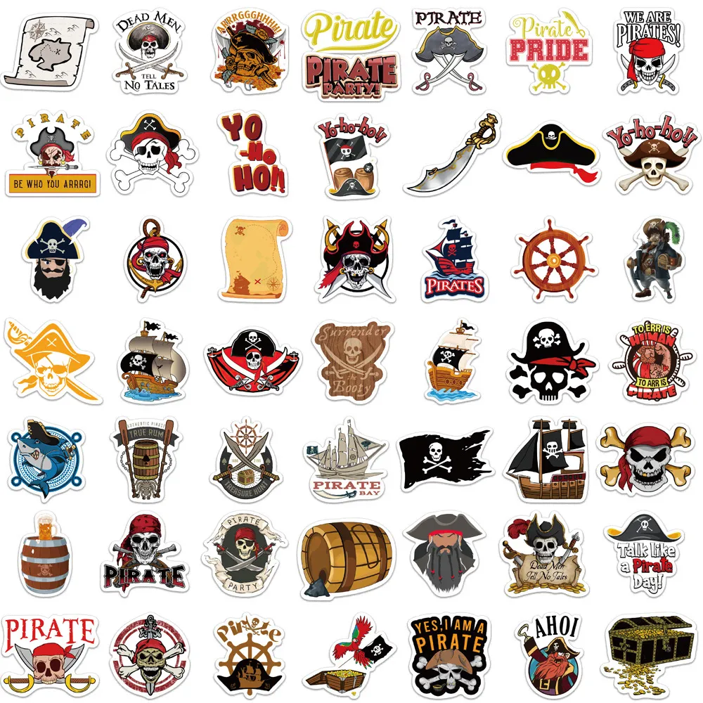 Cool Pirates Skull Stickers DIY Skateboard Laptop Bike Guitar Phone Motorcycle Car Waterproof Sticker