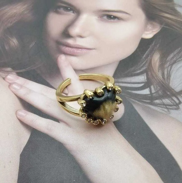 Luksusowe pierścienie zespołowe projektantek klasyczny wzór zwierząt projekt Regulowany para kobiet przyjęcie weselne czarne złoto prezenty wysokiej jakości prezenty wysokiej jakości