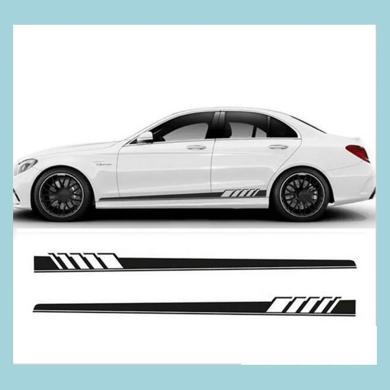 ملصقات السيارة الجديدة 2PCs/مجموعة ملصقات زخرفة تنورة جانبية Set Edition لـ Benz C Class W205 C180 C200 C350 C63 AMG Drop Delivery 2022 DH1TF