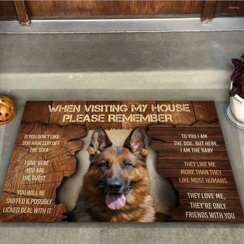 Carpets When Visiting My House German Shepherd Dog Doormat 3D All Ove Printed Non Slip Door Floor Mats Decor Porch