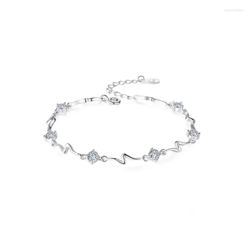 Link Bracelets Material Branco de Prata não desaparece e é alérgica de fábrica direta Ocean em forma de coração jóias artesanais Modo feminino