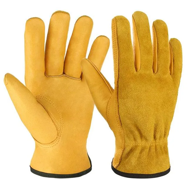 Gants de travail en cuir de vache souple pour hommes, pour conducteur, chasse, conduite, ferme, jardin, soudage, Protection de sécurité, gants de mécanicien pour travailleurs