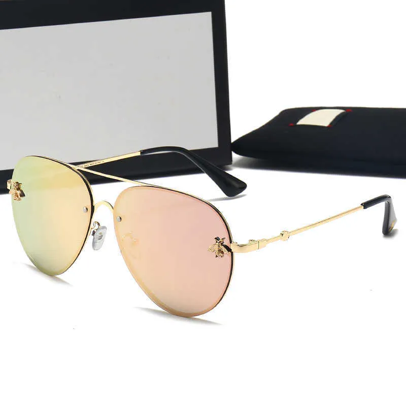 2022 Designer Sunglasses Little Bee New Metal Large Frame Retro Men and Women High-end Glasses Uv400