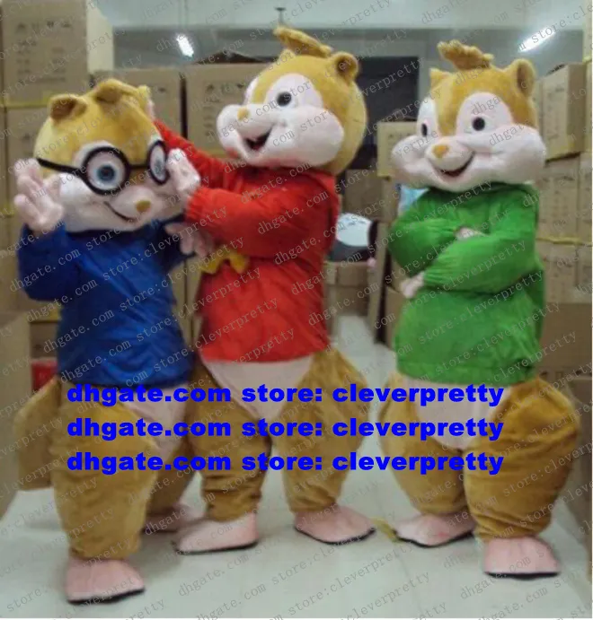 NIEUW ALVIN EN DE CHIPMUNKS MASCOTE Kostuum volwassen stripfeestfestivals en vakantie Kindergarten Pet Shop CX019