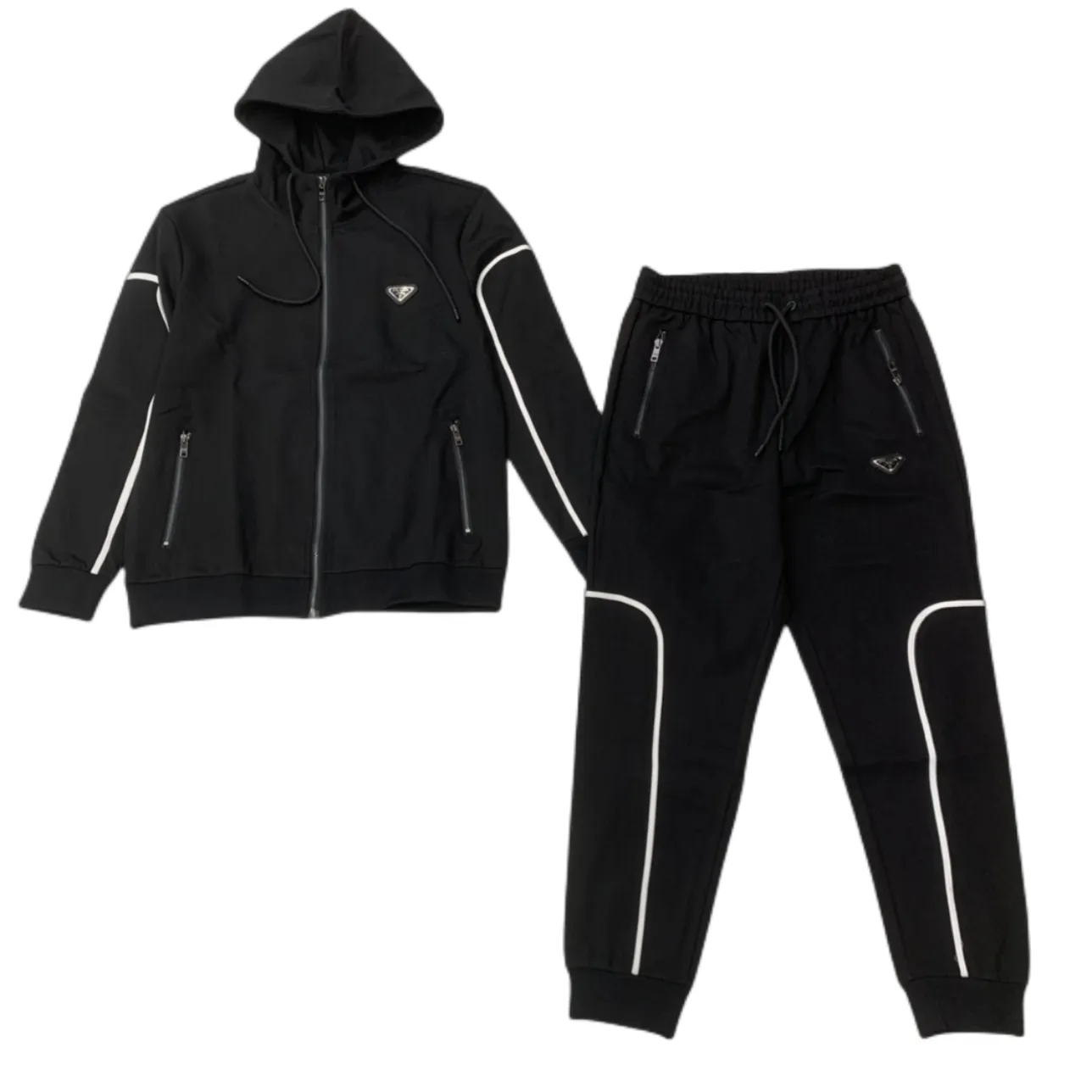 Mens PD Tracksuits Splice dragkedja tröja par med trosor Leisure Sportstil M-3XL Tjockat våffla Tyg Casual Suit Tyg känns mjuk och bekväm 420g