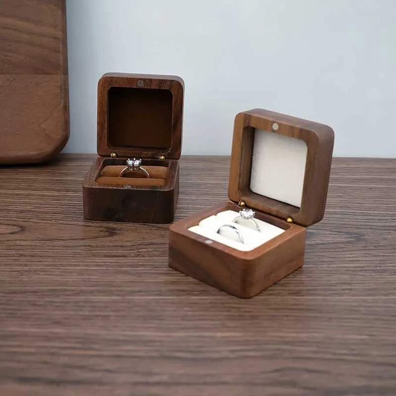 보석 상자 다기능 작은 정사각형 모양 주최자 미니 나무 반지 소프트 인테리어 홀더 제안 결혼식 L221021