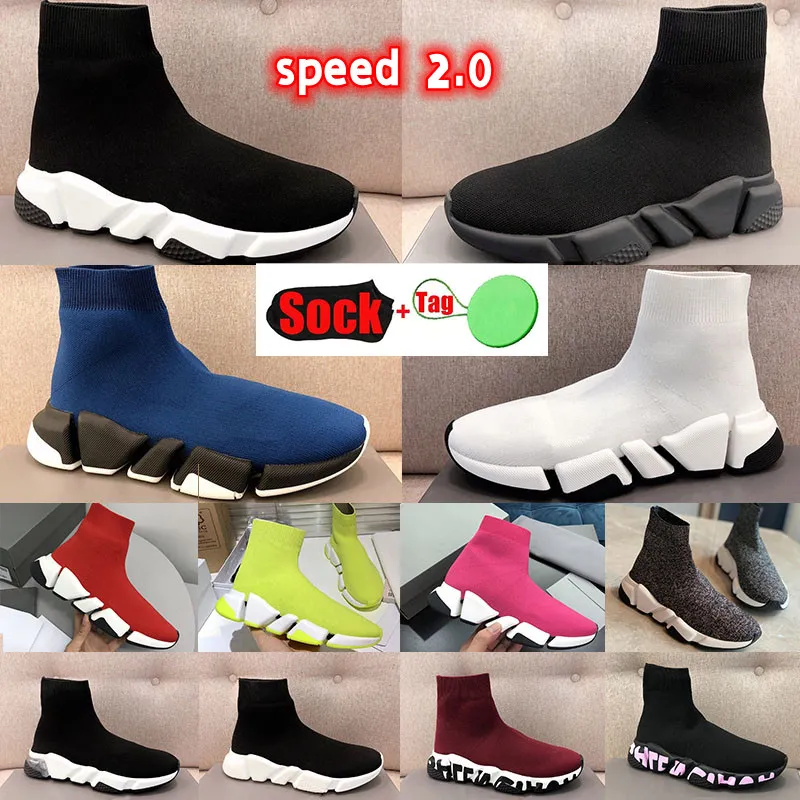 Casual Shoes Designer Socks Speed ​​2.0 platforma męska błyszcząca dzianin trener 1.0 Runner Socker Shoe Master Treakers Sneakers Women Botows Paris Paris