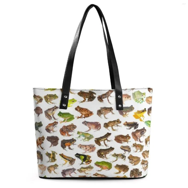 Evening Bags 101 Frogs Of Madagascar Handbags Animal Funny Forg PU Leather Shoulder Bag Lady Business Print Tote Handle Modern Beach