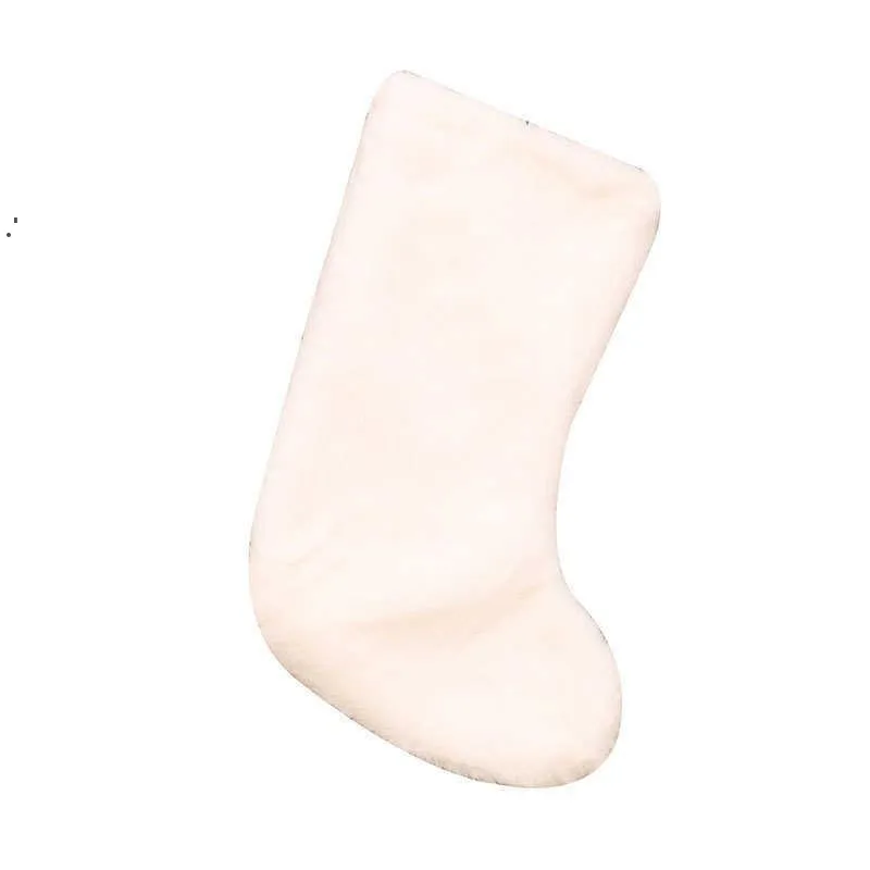 Weihnachten weiß Plüsch Strümpfe Ornamente Süßigkeiten Socken Geschenktüten Weihnachtsbaum Kamin Dekoration JNC79