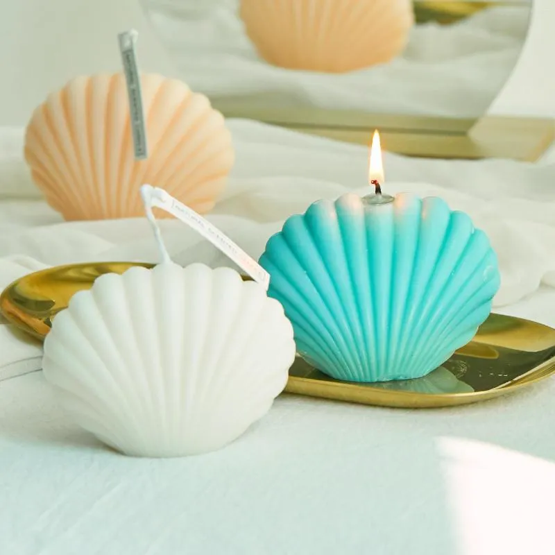 Kaarsen shell kaarsen huisdecoratie verjaardag soja wax geurende bruiloft pography 1pc