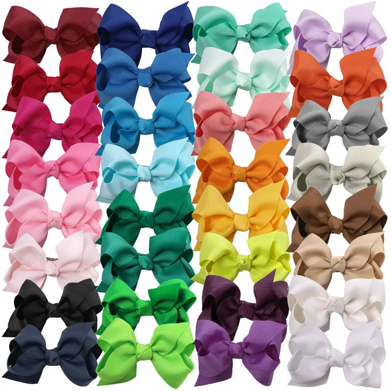 Baby Barrettes Spring Summer Ny 3-tums Fashion Simple Girls Bow Clip Solid f￤rg Ribbade h￥rtillbeh￶r barn Tiara Fabrik Direktpris Koncessioner