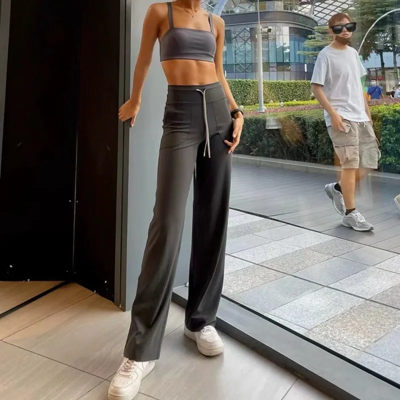 Cloud Sense Yoga Womens Loose Fit Crop Top And Sweatpants With Wide Leg,  High Spring Pull Rope, Lady Pocket, And Flared Design LL Throwback Still  From Victor_wong, $21.36