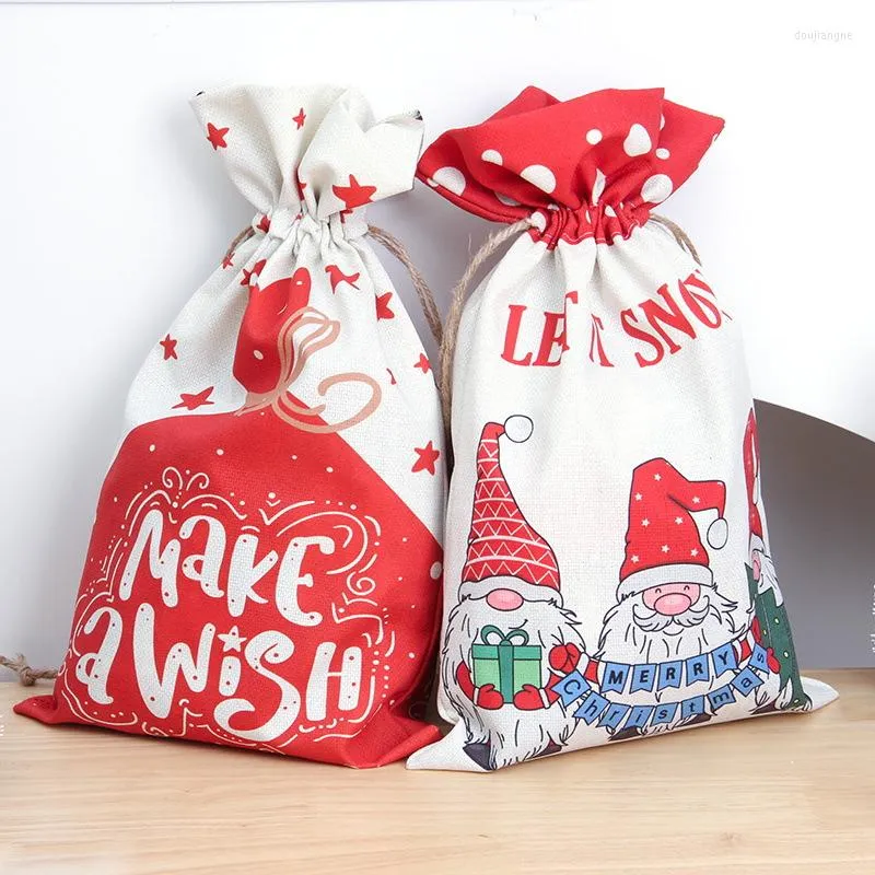 Enrole de presente grande saque do Papai Noel Presents Bag Bag Sacos de Candy Sacos de Candides de Vinho Decoração de Xmas de Caminhada