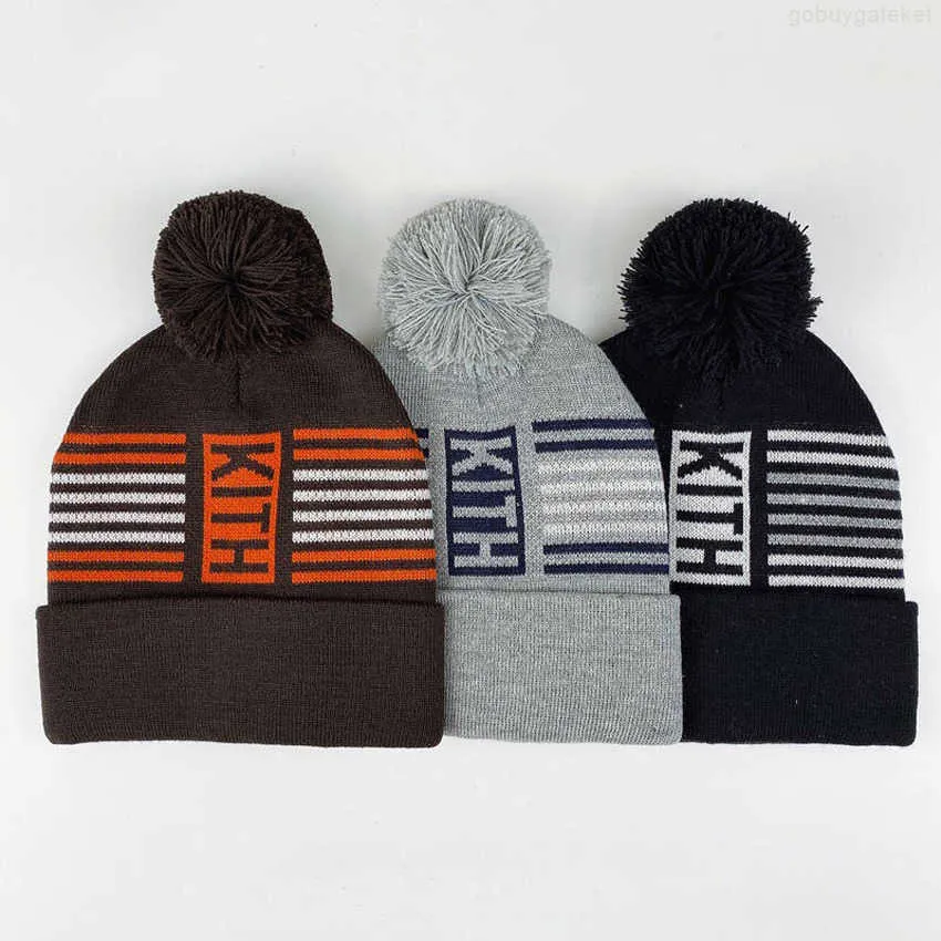 Gorro/caveira tampas kithi listrado inverno para homens homens enxadas de gelo sem gelo hip hop ladies inverno