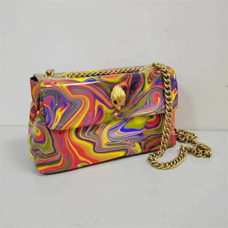 Kurt Geiger Damentaschen Designer Luxus Schulter Umhängetasche berühmte Markenhandtaschen Damenbrieftaschen Mode Retro PU Leder Kettentasche Regenbogenfarben