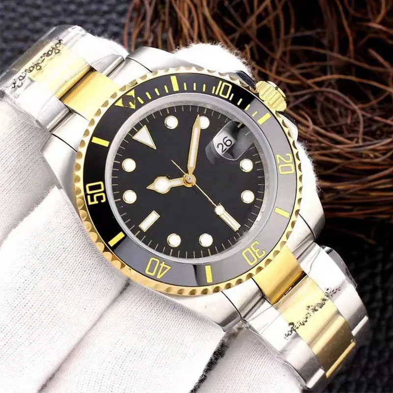 relógios para homens imitando relógio de pulso safira preta moldura de cerâmica Montre aço inoxidável luminoso de 41mm de 41mm mecânicos assistir relógios de pulso clássicos