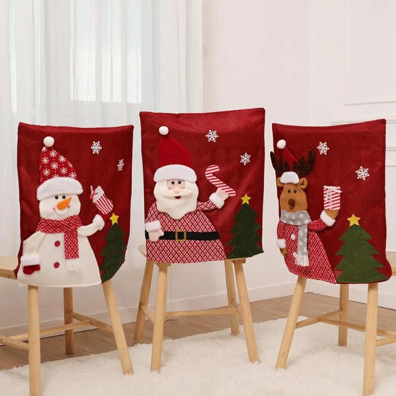 椅子はクリスマス雪だるまの保護袖のシートバックカバー休日のキッチンデコレーションアクセサリー