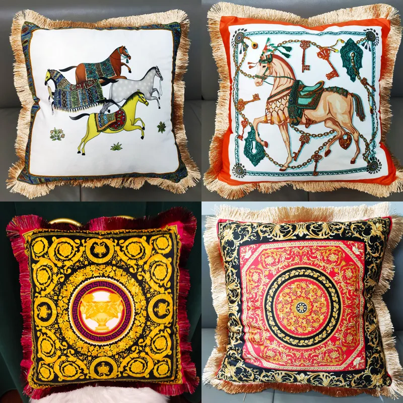 Grande taie d'oreiller Vintage européenne, housse de coussin cheval, Design à la mode, décorations de canapé