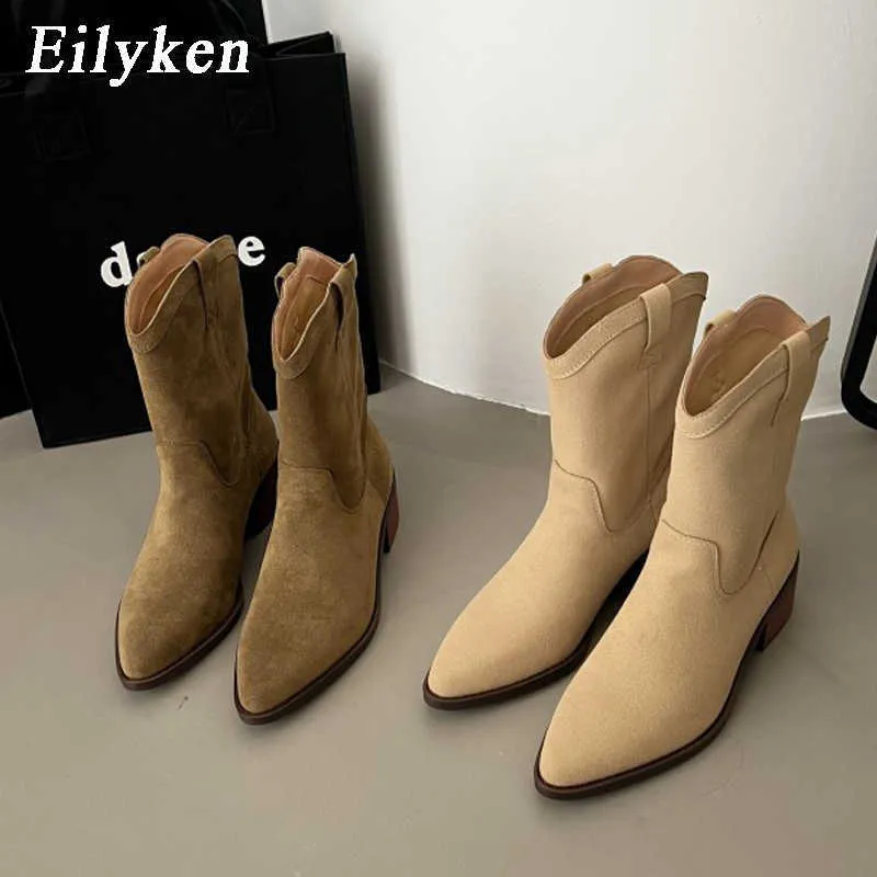 Buty Eilyken jesienne zimowe kobiety Zwięzłe Zachęcone buty damskie buty 2023 Wysokiej jakości Western Cowboy Booties 221013