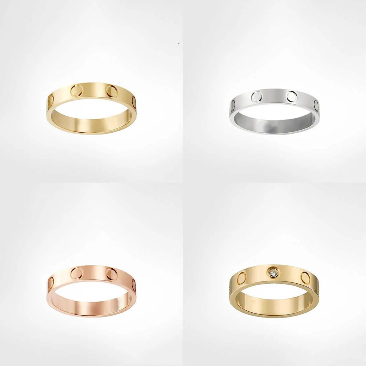 18k Gold Love Screw Rings Classic Luxury Designer Wedding Band Rings Set of 2
