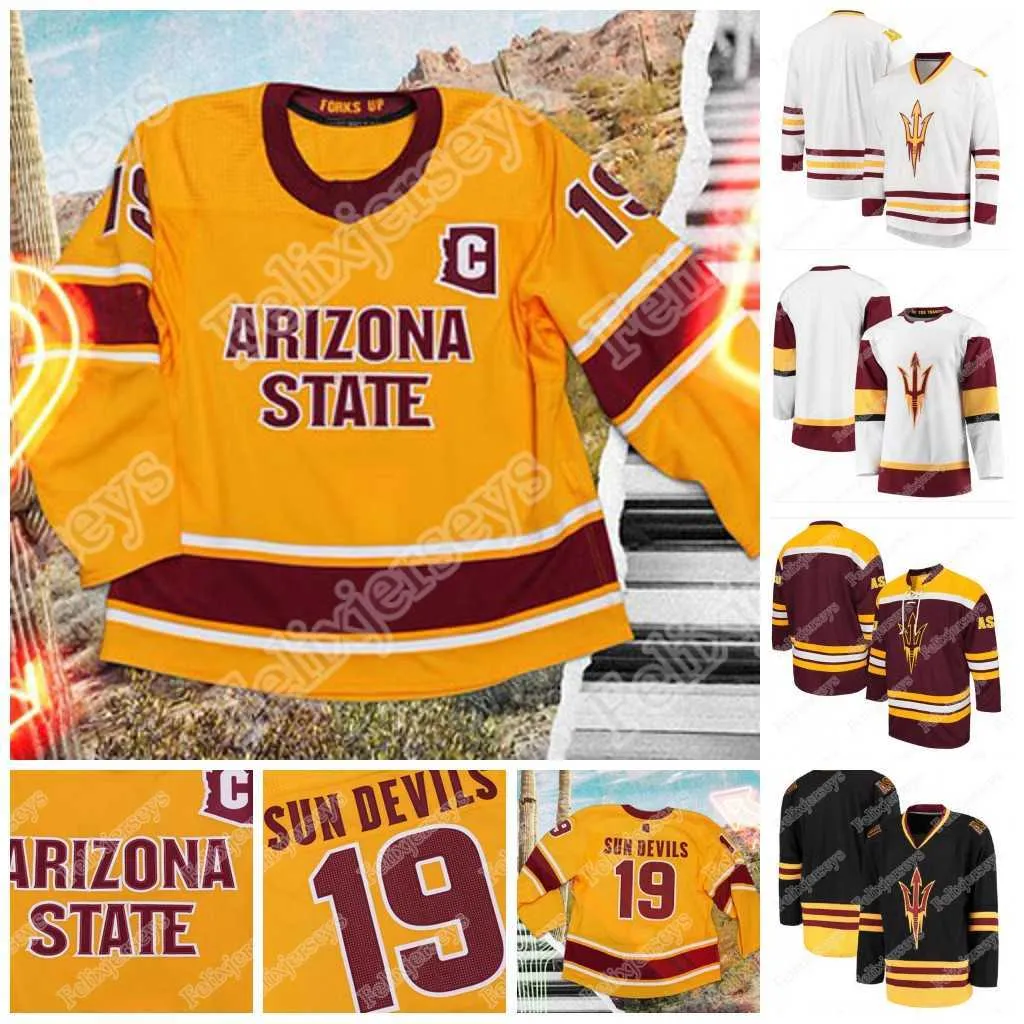 ASU Hockey Gold Heritage Jersey State Sun Johnny Walker Jax Murray Jacob Wilson Sandhu Connor Stuart Gvido Jansons Tanner