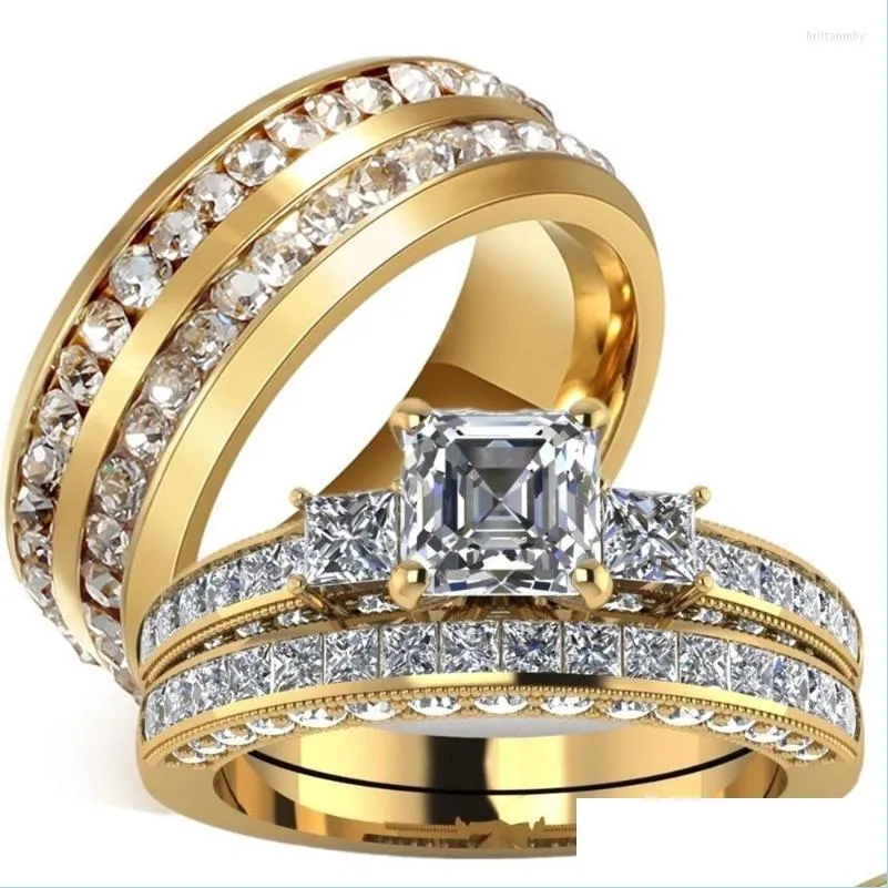 Anneaux De Mariage Alliances Couple Bague - Mode Zircon Cubique Pour Or-Couleur Anniversaire Romantique Hommes / Femmes Bijoux Accessoires Lo Dhloe