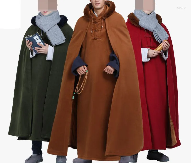 Ethnic Clothing Unisex High Quality 8color Winter Warm Buddhist Meditation Cloak Buddha Cape Zen Lay Robe Shaolin Monk Suits