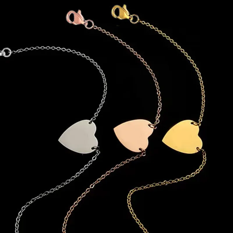 Pulseira de coração para mulheres, pulseira de casal, pulseiras de corrente de ouro rosa na mão, aço inoxidável, moda, joias, presentes para mulher, dia dos namorados