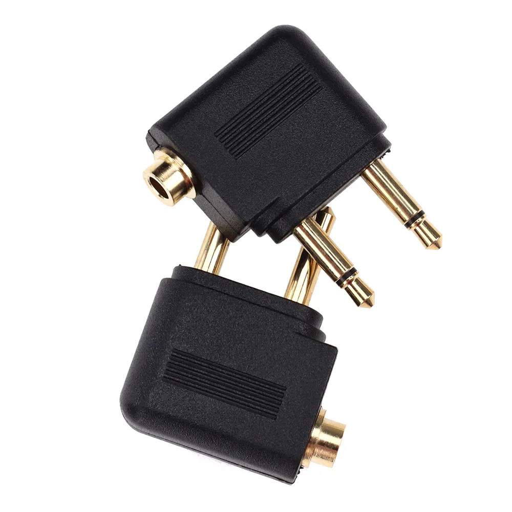 Air Plane Earphone Connectors 3.5mm Airplane Airline Headphone Audio Converter Travel Jack Plug Splitter Adapter