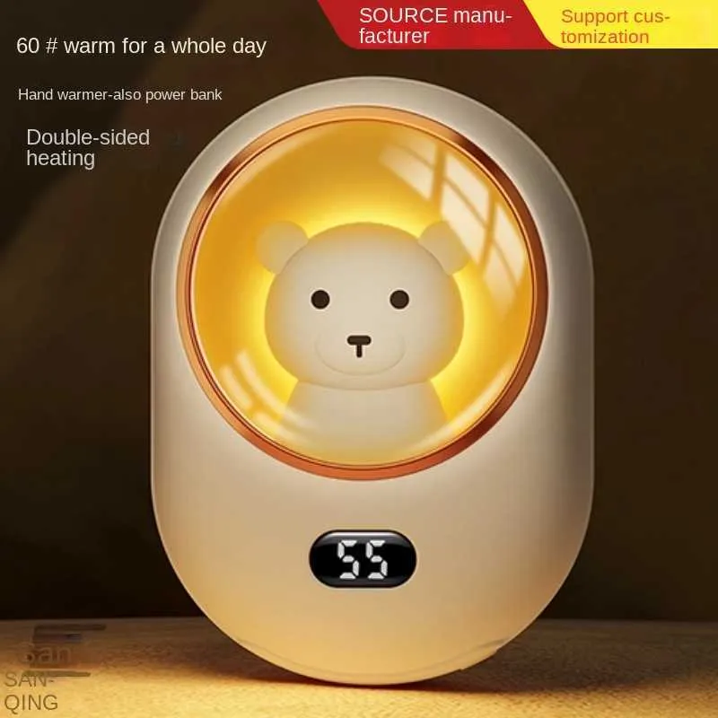 Yaratıcı yeni el ısınma hazine şarj hazinesi dijital ekran sıcaklık kontrolü çift taraflı ısıtma usb mobil güç sıcak bebek