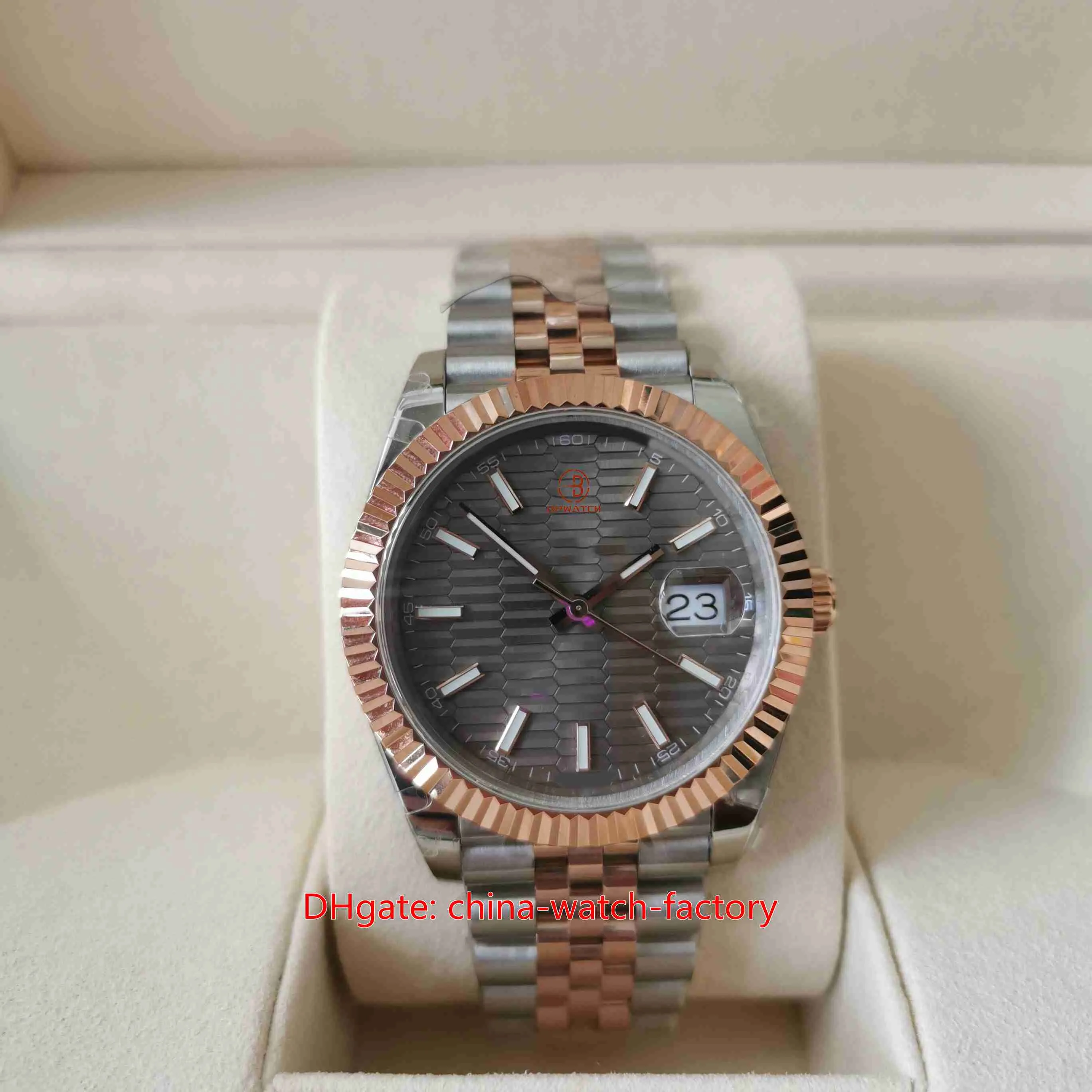 Risparmia alla grande su Orologi BPF BP Factory Mens Watch Top Quality 41mm  126334 President Grey Dial 18k Rose Gold Watches Sapphire 2836