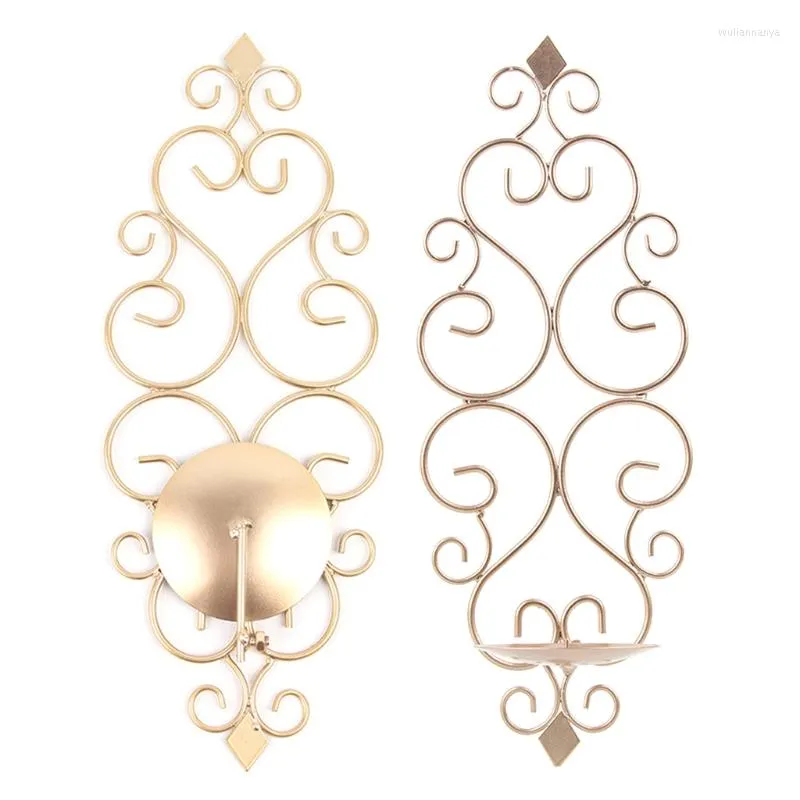 Doftlampor Iron Wall Candle Sconce Holder Set med 2 hängande monterad pelarinredning för sovrumsmatsal