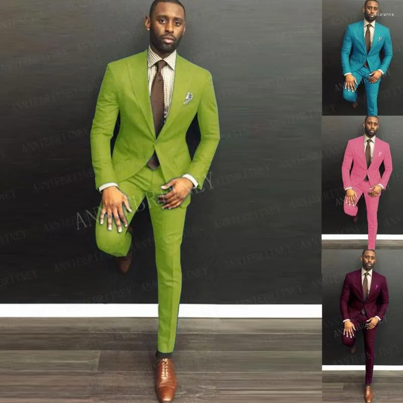 Men's Suits Summer Suit Men Slim Fit 2 Pieces Light Green For Wedding Casual Blazer Dress Groom Tuxedo Jacket With Pants Set