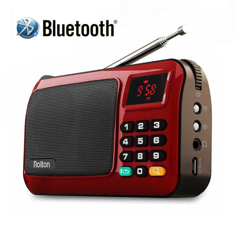 Radio Bluetooth głośnik MNI FM Portable Radio MP3 muzyka TF karta USB dla telefonu iPoda z wyświetlaczem LED i latarką Lampa 221025