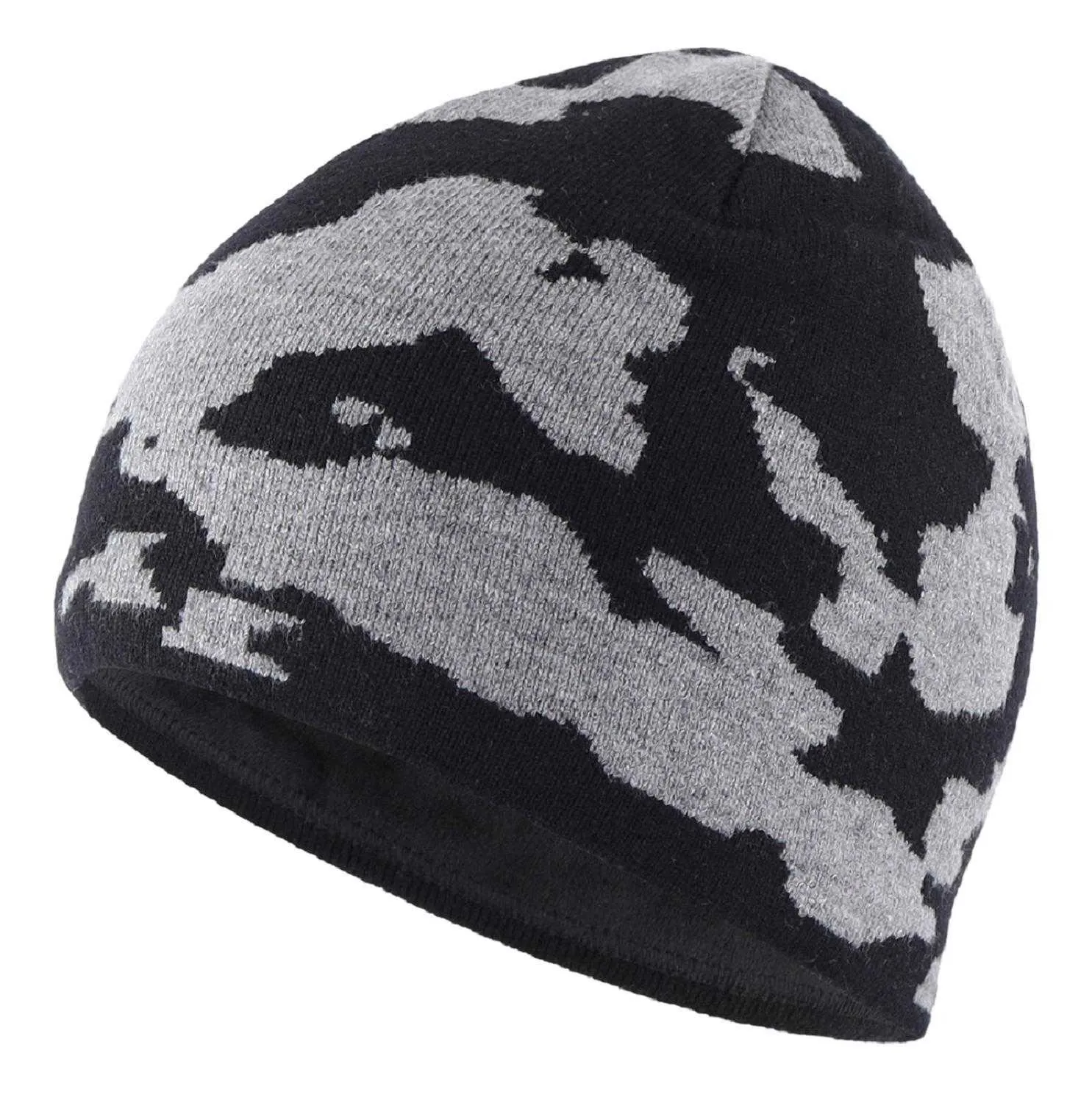 Bonnet / Skull Caps Connectyle Nouvelle Mode Camo Hommes Chapeau D'hiver Acrylique Chapeau Quotidien Bonnet Cap Doux Polaire Doublé Chaud Chapeaux Tricotés T221020