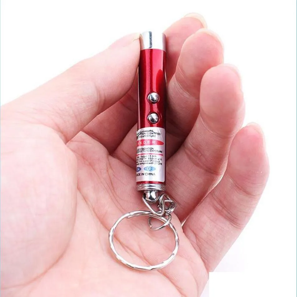 Cat Toys Mini Cat Red Laser Pointer Pen Funny Led Light Pet Toys Portachiavi 2 In1 Tease Cats Ooa3970 Forniture Drop Delivery 2022 Home G Dhdvf
