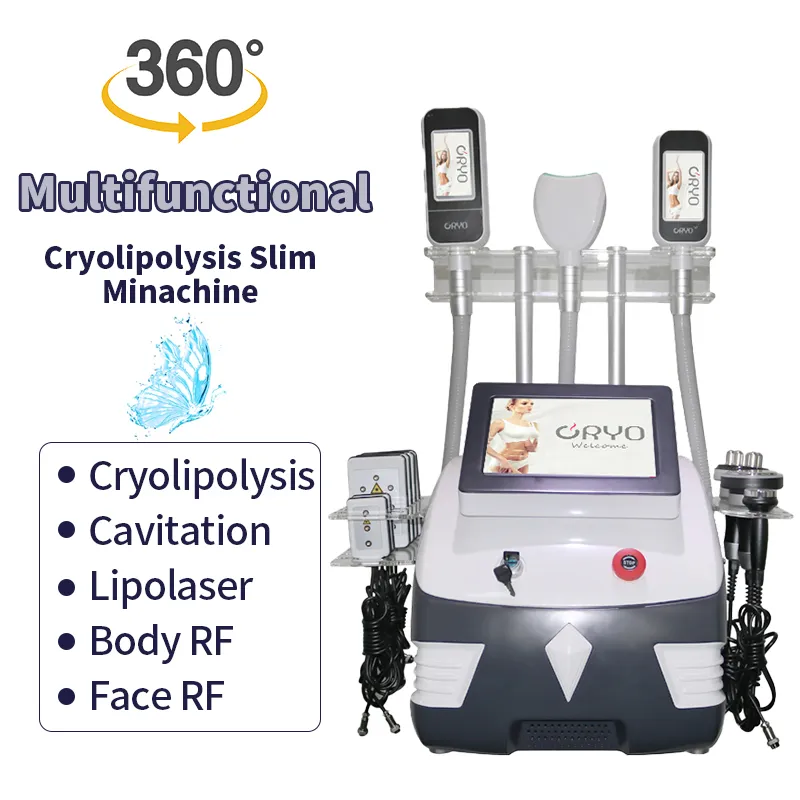 360 grader 3 Cryo Handlar Fat Freezing CryolipolyS Machine Double Chin Borttagning med 40K Cavitation RF Laser Slimm Machine128