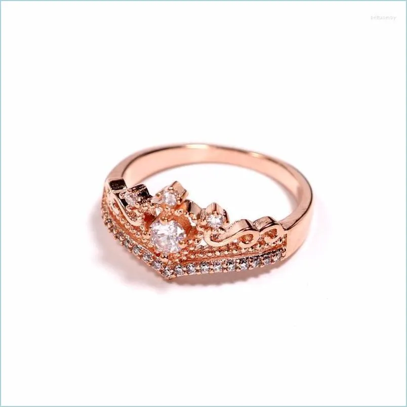 Eheringe Eheringe Cz Crown Ring Roségold Für Frauen Brit22 Drop Lieferung 2022 Schmuck Dhxrj