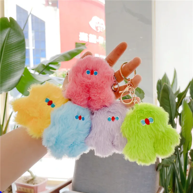 Popular online cute ins powder stupid plush doll bag accessories doll pendant key