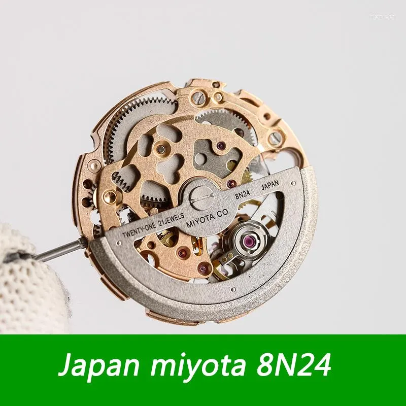 Bekijk reparatiekits Miyota Japan 8n24 Skelet mechanische beweging 21 juwelen automatisch zelfopwikkeling mechanisme roségouden zilveren onderdelen