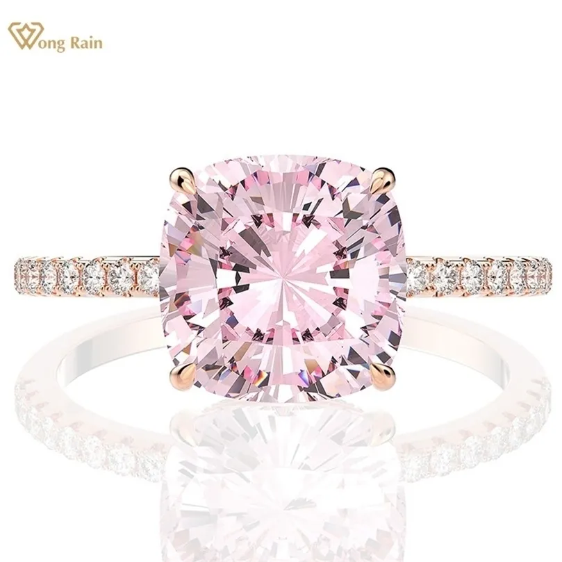 Solitaire Ring Yüzük Wong Rain 100% 925 STERLING STERLING SAFPHIRE TEŞİ DÜĞÜN ENGAGENT Gül Altın Yüzük Güzel Takı Toptan 221024