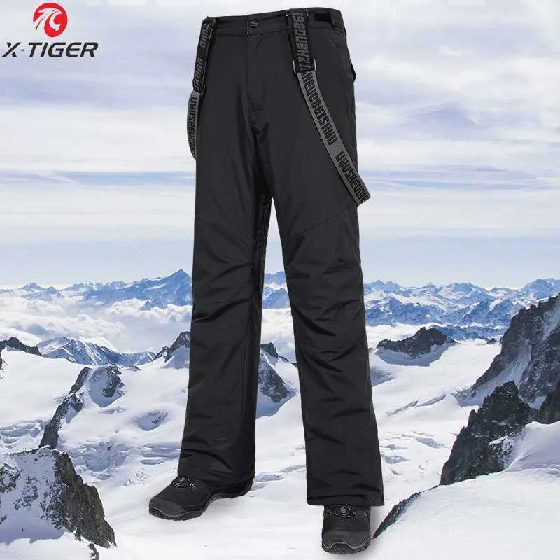 Skiing BIB Pants X-TIGER Men Keep Warm Snow Trousers Winter Bib Windproof Waterproof Outdoor Sport Snowboard L221025