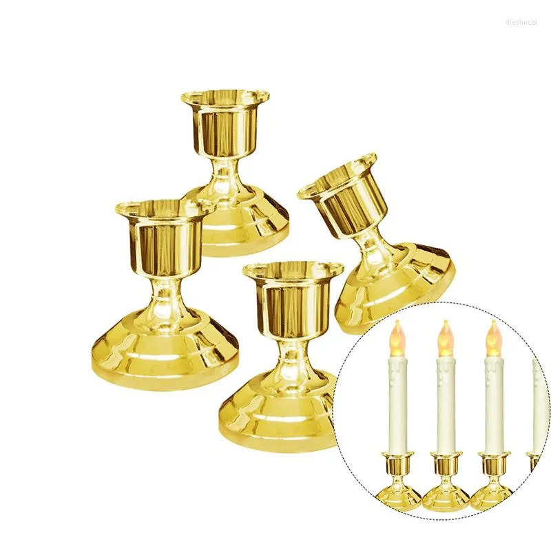 Candle Holders 2Pcs/Lot Gold Plated Plastic Candlestick Holder Sticker Candles For Fake Tapers Christmas Party Home Decor