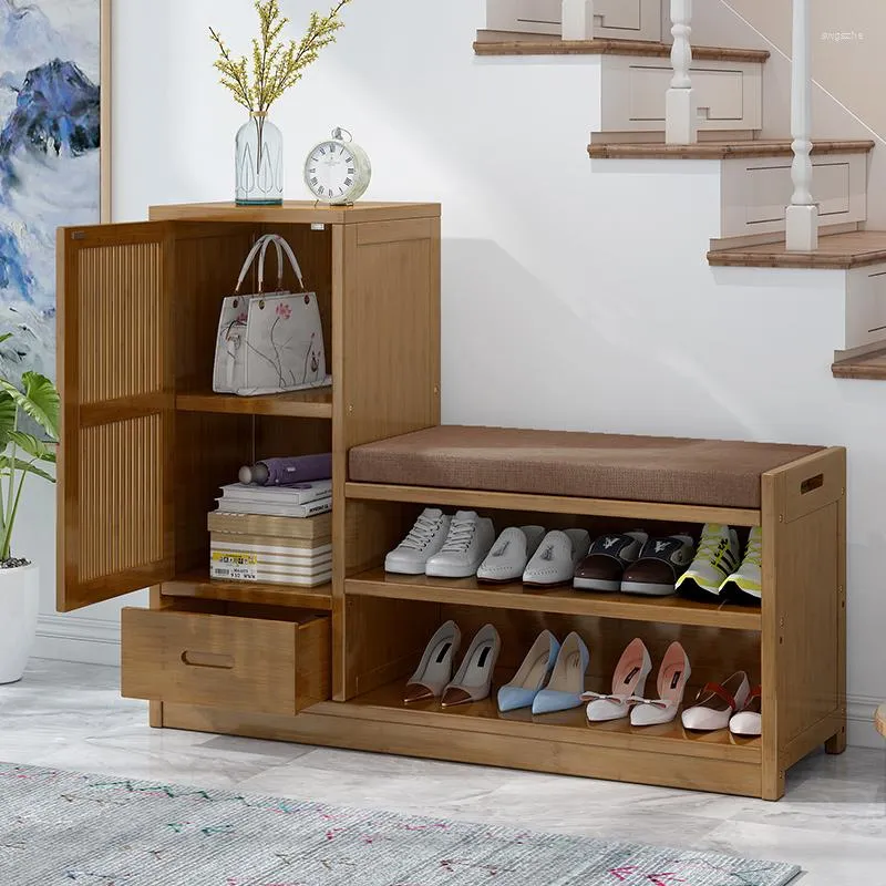 Clothing Storage Organizer Shoe Rack Bench Cover Fabric Cabinets Indoor Shelves Solid Wood Nordic Sapateiras Shoes Cabinate HX50XG